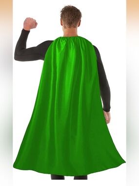 NWT adult | unisex, green front tie, superhero cape